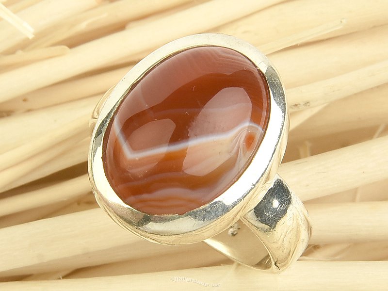 Silver ring with agate size 58 Ag 925/1000 8.3g