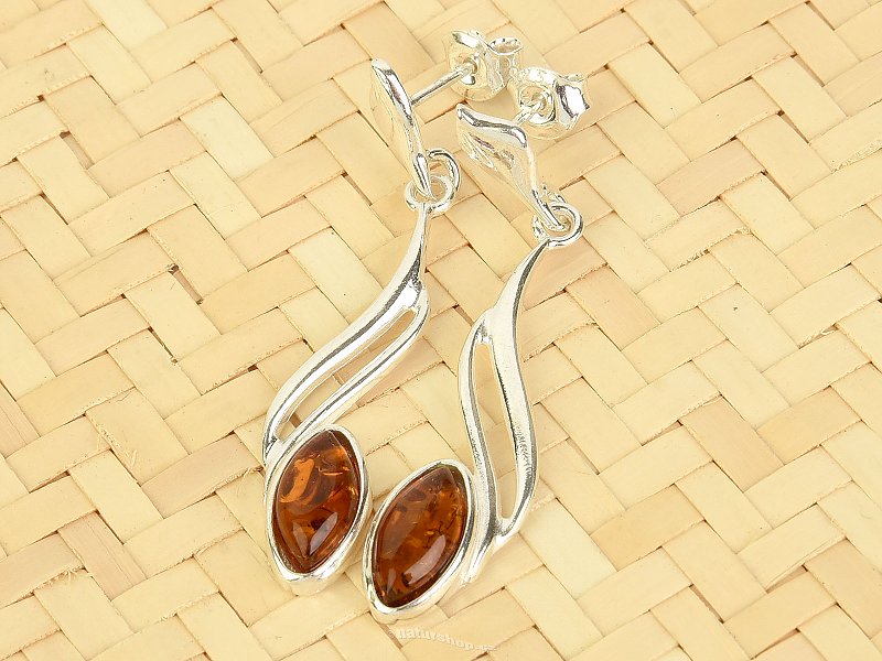 Silver earrings with dark amber Ag 925/1000