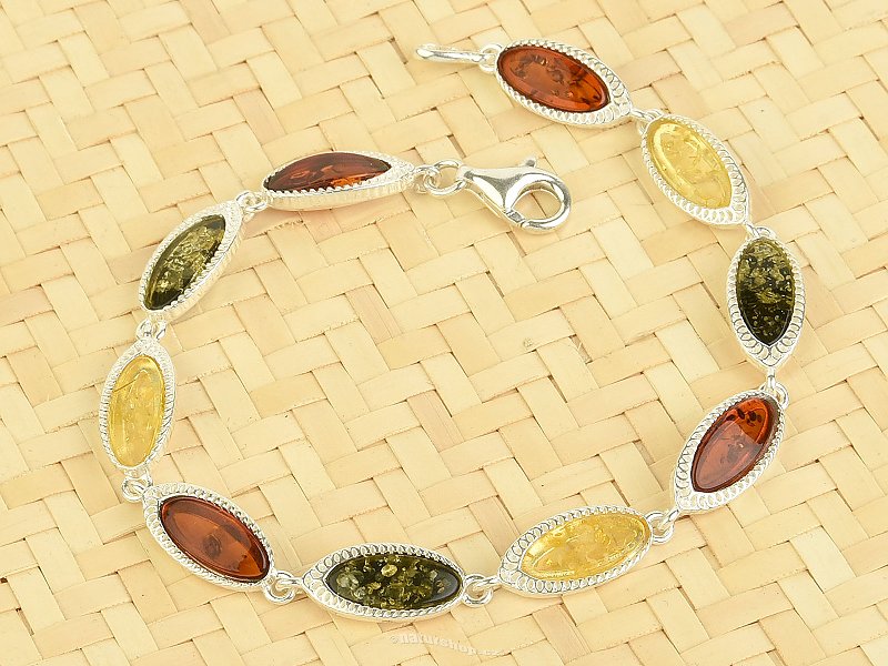 Luxury silver bracelet with amber Ag 925/1000