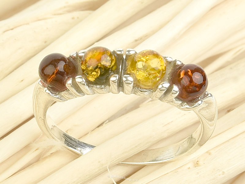 Amber ring honey ball mix Ag 925/1000