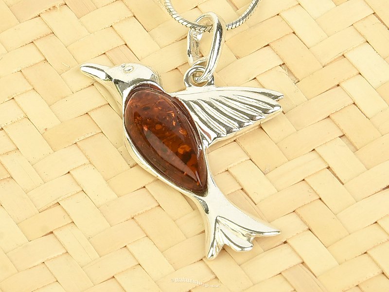 Amber pendant hummingbird Ag 925/1000