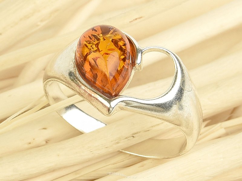 Ag 925/1000 Amber Heart Ring