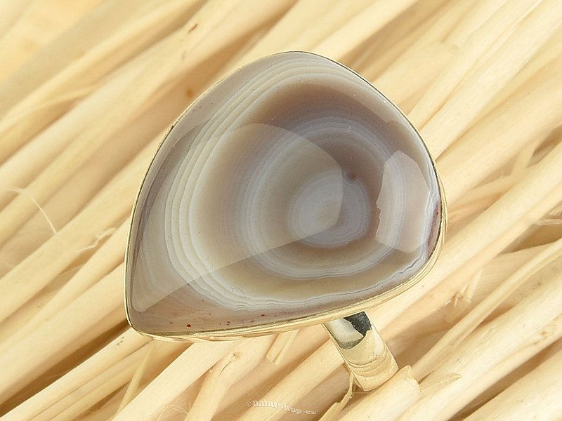 Agate ring silver Ag 925/1000 5.8g size 57