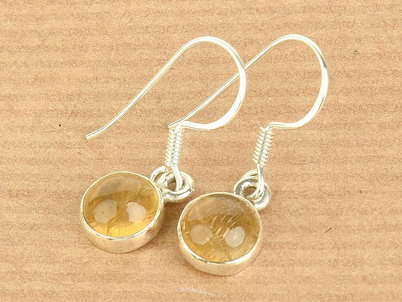 Round citrine earrings Ag 925/1000 2.2g