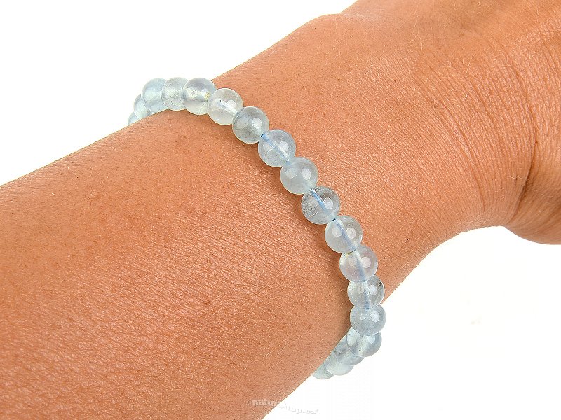 Aquamarine bracelet smooth balls 6mm