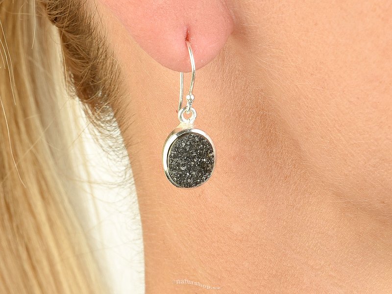 Women's agate earrings with a sparkling surface Ag 925/1000 5.5g