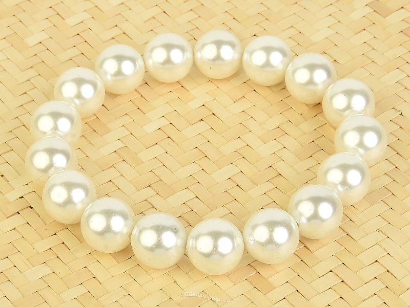 Náramek bílé perleťové kuličky 12mm