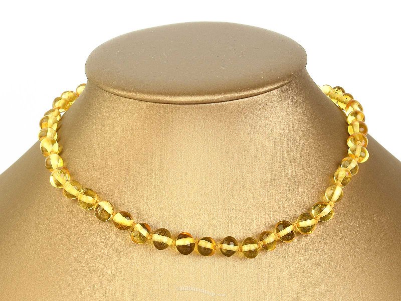Jantar žlutý náhrdelník kuličky lesklé 35cm (dětská velikost)