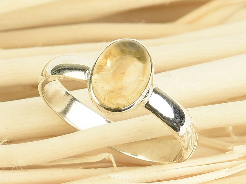 Women's ring with oval citrine 9 x 7mm Ag 925/1000