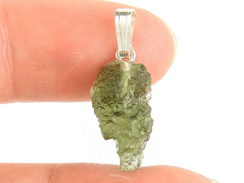 Moldavite pendant (1.3g) handle Ag 925/1000