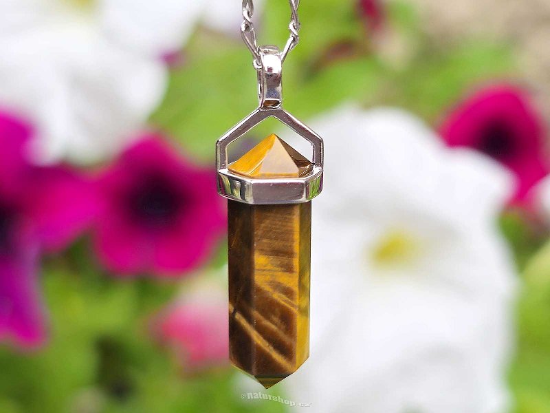 Pendant tiger eye tip Ag 925/1000 + Rh