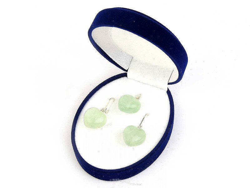 Fluorite green heart jewelry set Ag 925/1000
