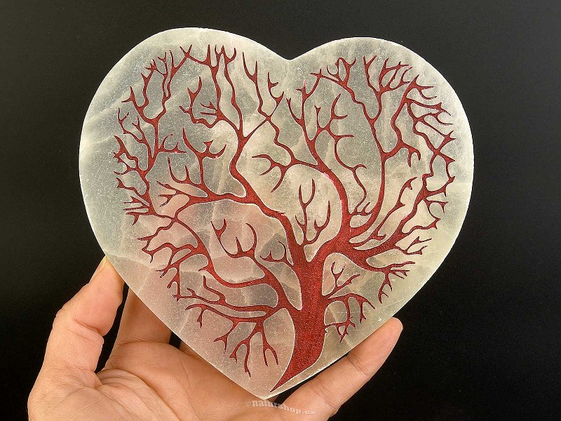 Heart selenite red tree of life approx. 14cm