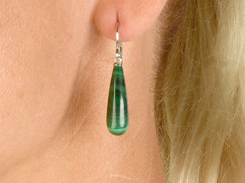 Malachite drop earrings Ag 925/1000 + Rh