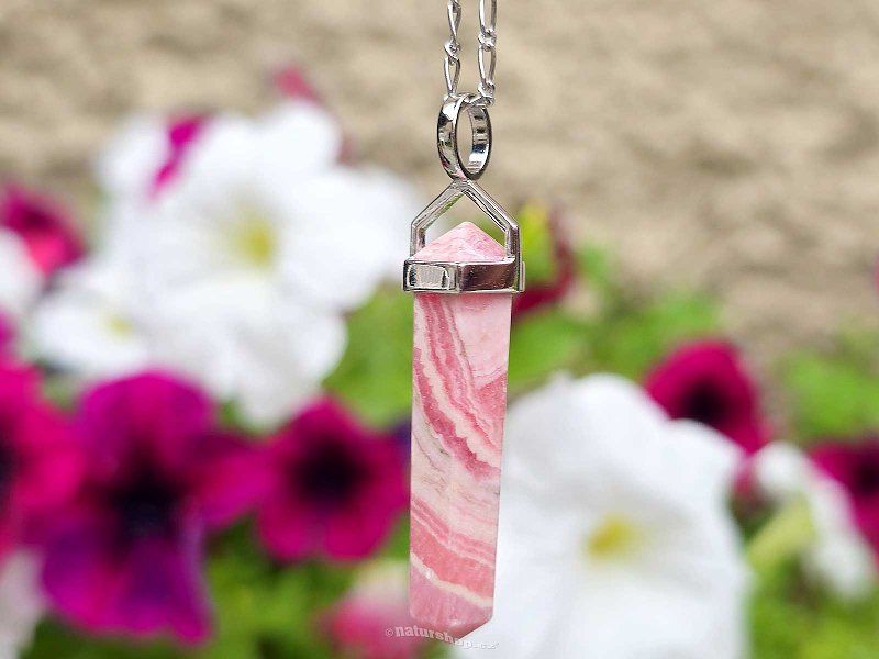 Rhodochrosite pendant larger tip Ag 925/1000 + Rh