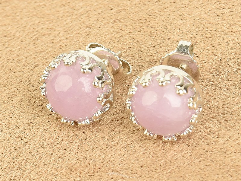 Kunzite earrings with decorated bezel Ag 925/1000 + Rh