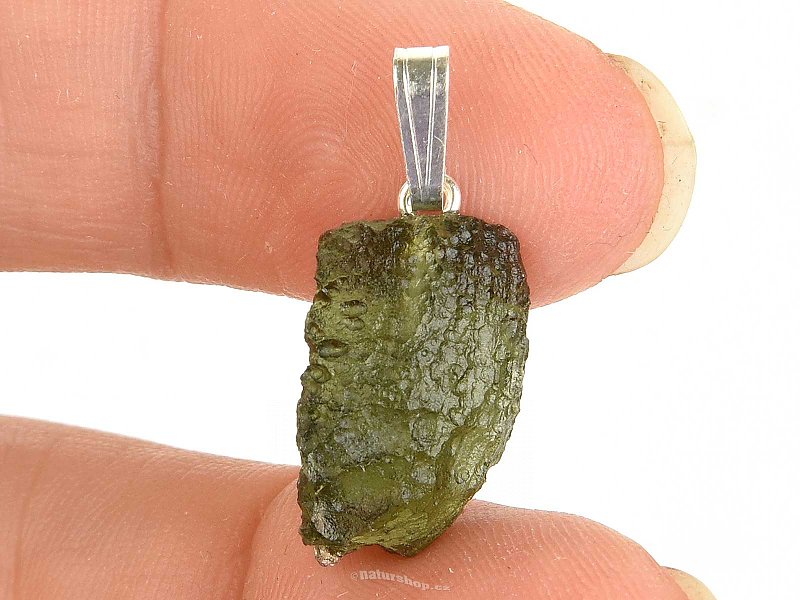 Natural moldavite pendant handle (Ag 925/1000) 1.7g