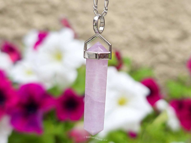 Pendant kunzite larger tip Ag 925/1000 + Rh