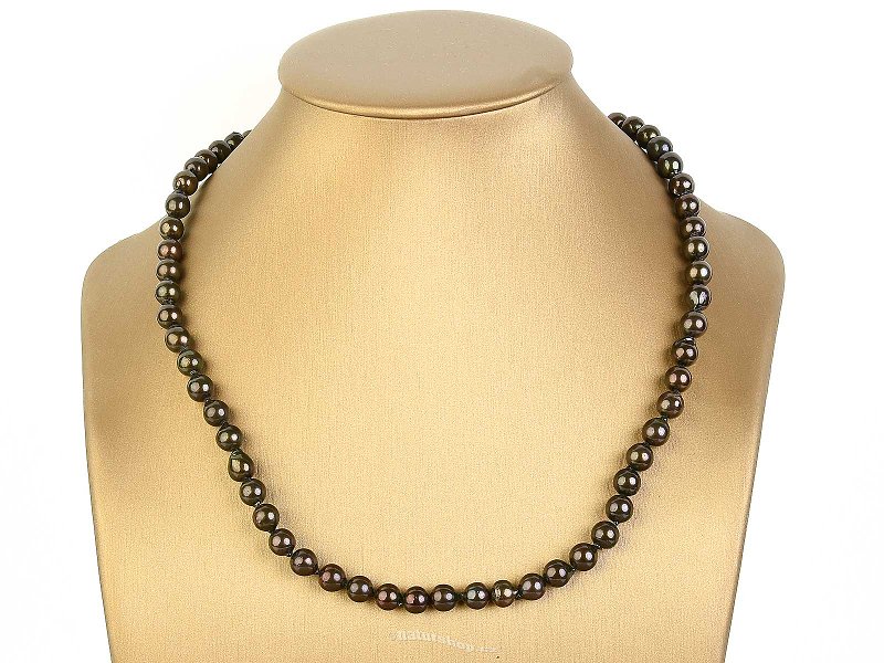 Tmavé perly náhrdelník kuličky 48cm