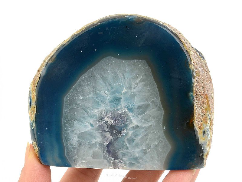Agate blue dyed candlestick 708g
