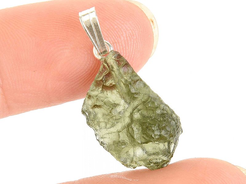 Přívěsek vltavín (moldavite) z České republiky Ag 925/1000 1,7g