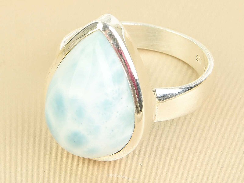Ring with teardrop larimar Ag 925/1000 8.2g (size 59)