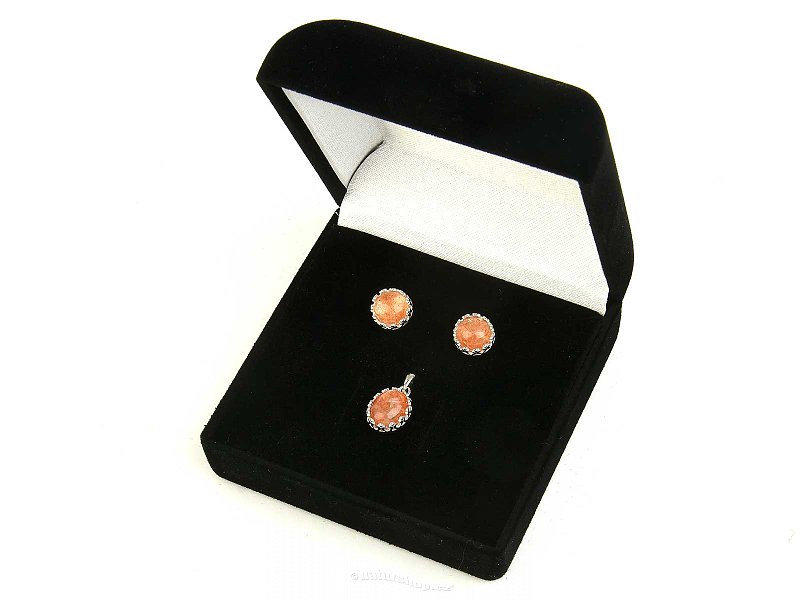 Sun stone jewelry set Ag 925/1000 + Rh