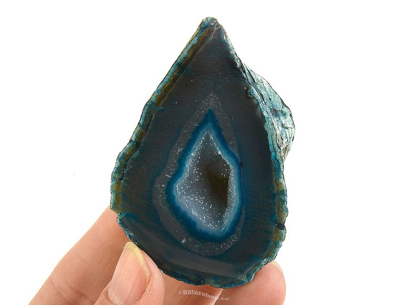 Geode with hollow agate dyed blue 92g