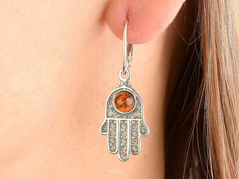 Amber silver earrings Hamza Ag 925/1000
