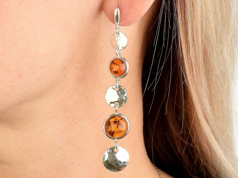 Silver earrings with amber Ag 925/1000 9.5g