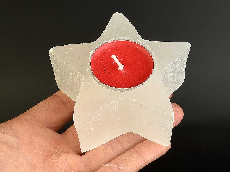 Selenite white candle holder in the shape of a star