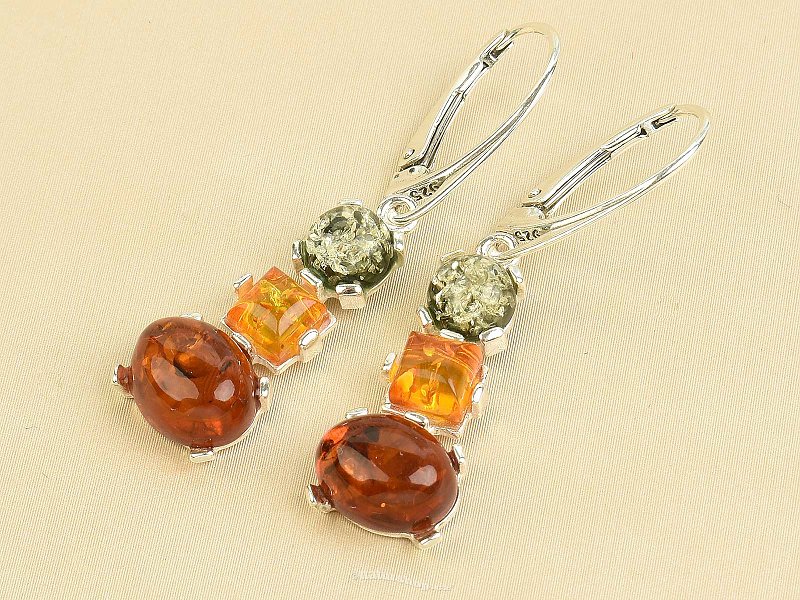 Silver earrings with colored amber Ag 925/1000