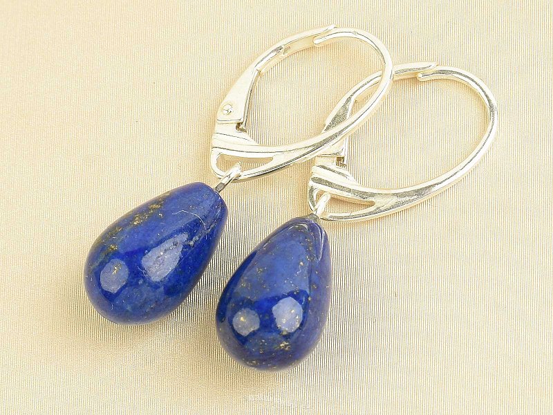 Silver earrings lapis lazuli drop 14 x 8mm Ag 925/1000
