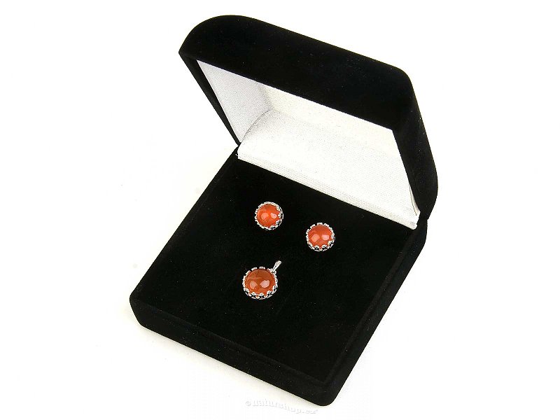Carnelian jewelry gift set Ag 925/1000 + Rh