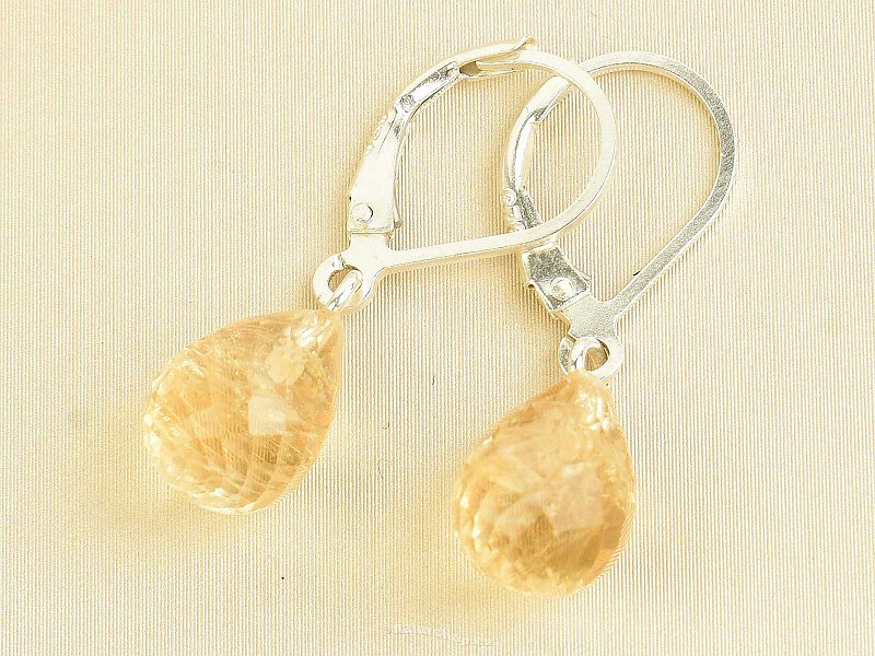 Citrine faceted drop earrings 10 x 7mm Ag 925/1000