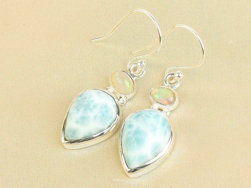 Earrings larimar and expensive opal Ag 925/1000 (3.2g + 2.8g)
