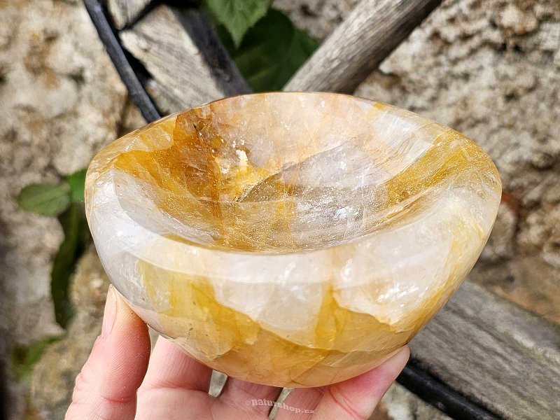 Crystal bowl with limonite bowl 868g