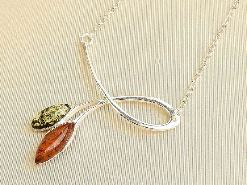 Elegant necklace with amber Ag 925/1000 43 - 46.6cm 6.2g