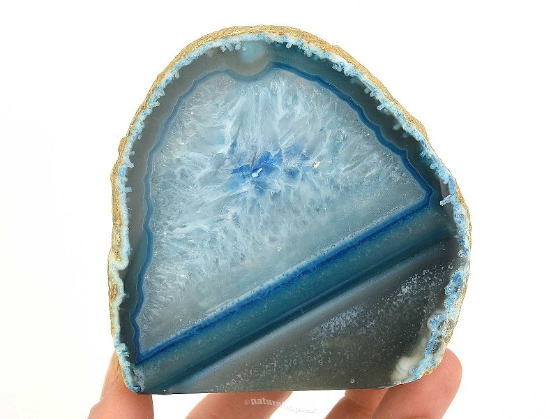Blue colored agate candlestick 662g