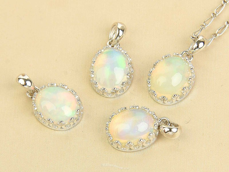 Expensive opal oval pendant with rim Ag 925/1000 + Rh