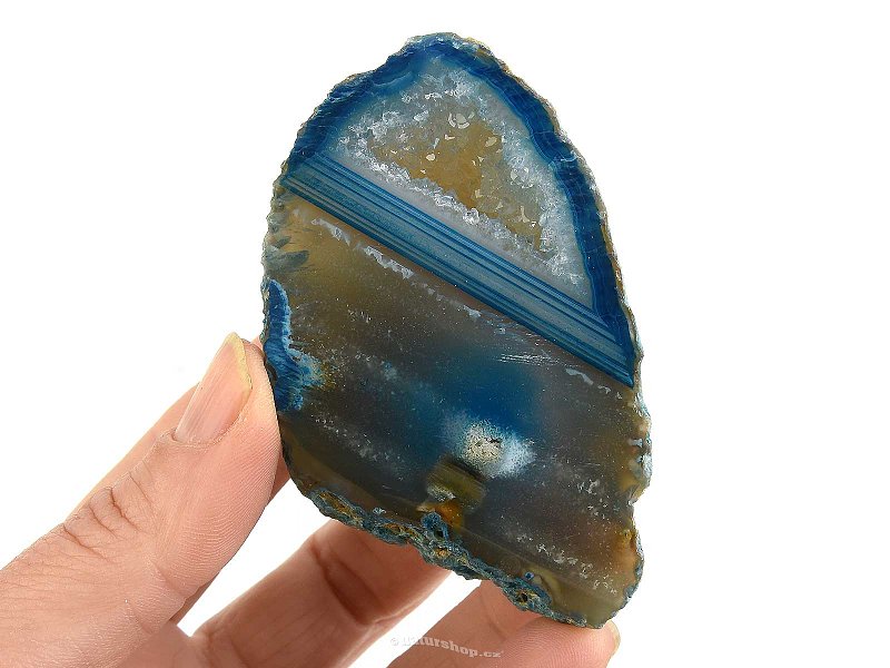 Geoda s dutinou z achátu barvená modrá 108g