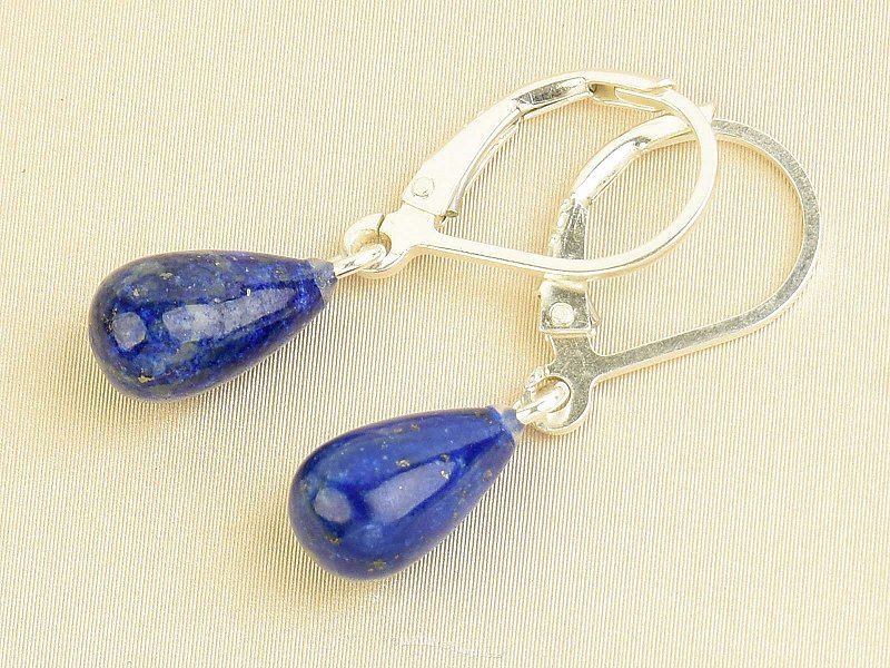 Lapis lazuli drop earrings 10 x 6mm Ag 925/1000