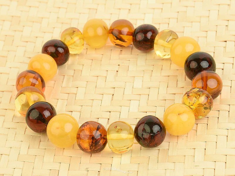 Amber bracelet balls 10mm mixed colors 12.5g