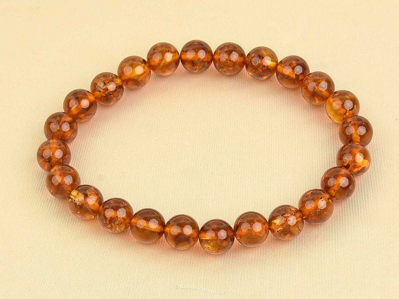 Amber bracelet honey balls 8mm
