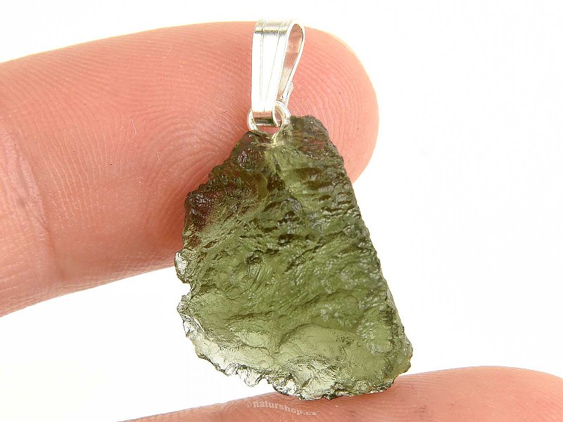 Stříbrný přívěsek se surovým vltavínem (moldavite) Ag 925/1000 2,4g