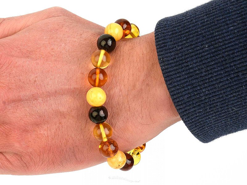 Men's bracelet amber balls 11mm mix