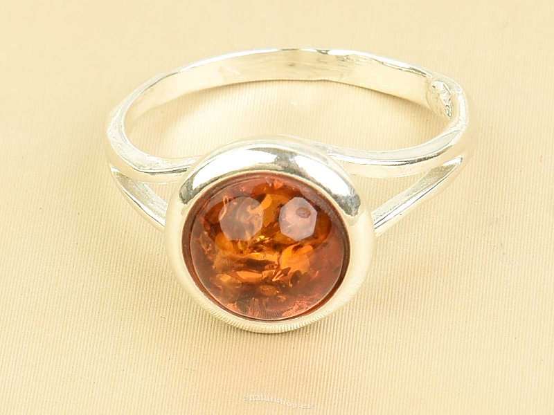 Round amber ring Ag 925/1000