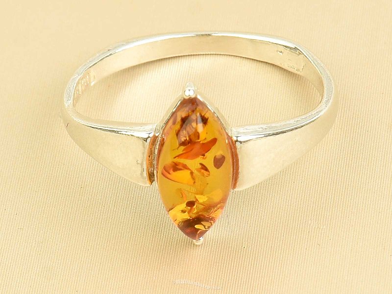 Jantarový prsten medový Ag 925/1000 vel.51 (1,8g)