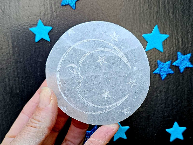 Selenite wheel with the Moon approx. 8cm