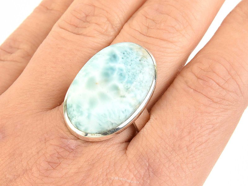 Larimar silver ring oval Ag 925/1000 10.5g size 62